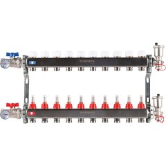 Коллектор из нержавеющей стали в сборе с расходомерами ROMMER 10 выходов
