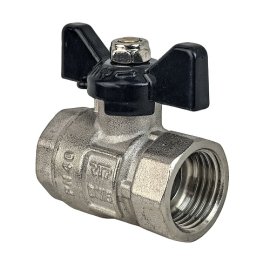 Кран шаровой ГОСТ ручка бабочка, латунь, внутренняя/внутренняя резьба 1,PN40 никель, RTP