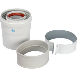 Элемент дымохода STOUT DN60/100 адаптер для котла вертикальный коаксиальный (совместимый с Baxi,Viessmann)(с логотипом), SCA-6010-210100