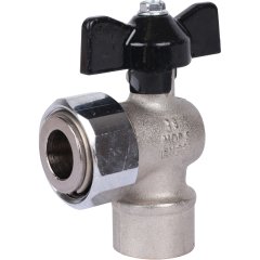 Кран шаровой STOUT 1/2x3/4 с накидной гайкой угловой, ВР/накидная гайка, ручка бабочка