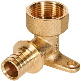 Угольник настенный с креплением ROMMER 20xG 3/4 для труб из сшитого полиэтилена аксиальный, RFA-0009-002034