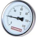Термометр биметаллический ROMMER 80 мм 120 градусов с погружной гильзой 50 мм 1/2