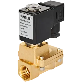 Клапан соленоидный (электромагнитный) STOUT непрямого (пилотного) действия НЗ 220В G1/2 SSV-0030-220015