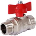 Кран шаровой стандартнопроходной STOUT ВР/НР, ручка бабочка 1/2 (красная ручка), SVB-1014-000015