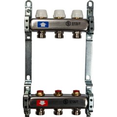 Коллектор из нержавеющей стали без расходомеров STOUT 3 выхода