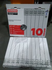 Уцененный товар (трещины на ламелях): Радиатор алюминиевый ROMMER Profi 500 10 секции (AL500-80-80-100) (RAL9016), RAL-1210-050010