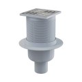 Сливной трап AlcaPlast 105x105/50 мм прямой сток, решетка из нержавеющей стали, гидрозатвор комбинированный SMART, APV32