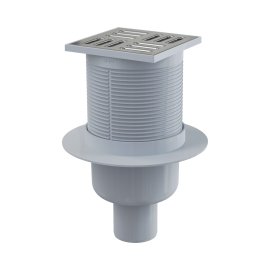 Сливной трап AlcaPlast 105x105/50 мм прямой сток, решетка из нержавеющей стали, гидрозатвор комбинированный SMART, APV32