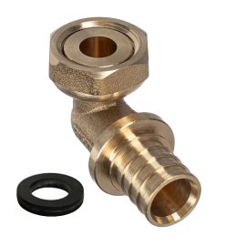 Угольник с накидной гайкой аксиальный, латунь,20х1/2, желтый, RTP