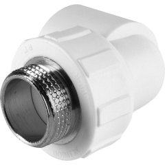 Угольник Политэк 32x1 с наружной резьбой для полипропиленовых труб под сварку (цвет белый)