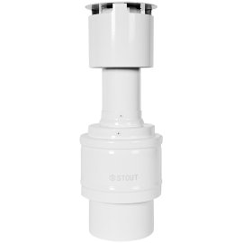 STOUT SCR-6010-800002 STOUT Оголовок вертикальный с ветрозащитой традиц. коакс. D60(п)/100(п) БЕЛЫЙ узкий, SCR-6010-800002