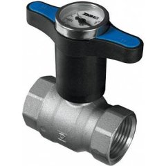 Шаровой кран HERZ с 3Т-образной полимерной рукояткой и термометром (цвет рукоятки - синий, ВР-ВР 1