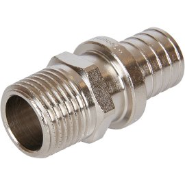 Переходник STOUT с наружной резьбой 20х2.0x1/2 никелированный для труб из сшитого полиэтилена аксиальный, SFA-0001-200212