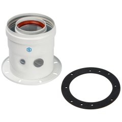 *SCA-6010-240100 STOUT Элемент дымохода DN60/100 адаптер для котла вертикальный коаксиальный (совместимый с Bosch, Buderus)(с логотипом), SCA-6010-240100