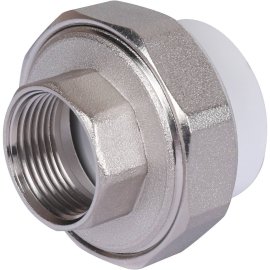 Муфта разъемная с внутренней резьбой Политэк 32х3/4 для полипропиленовых труб под сварку (цвет белый), 9801003234