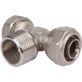 Тройник TIEMME с наружной резьбой (26х3.0х1) для металлопластиковых труб винтовой, 1600087