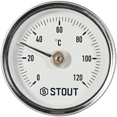 SIM-1004-630015 STOUT Термометр биметаллический накладной с пружиной. Корпус Dn 63 мм, 0...120°С, 1-2