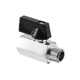 Кран шаровой мини, латунь, внутренняя/наружная резьба  1/2, индивидуальная упаковка, хромированный, RTP