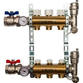Распределительный коллектор из латуни без расходомеров STOUT 3 выхода