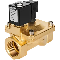 Клапан соленоидный (электромагнитный) STOUT непрямого (пилотного) действия НЗ 24В G1 1/4 SSV-0030-024032