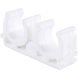 Двойное крепление Kalde d=20 для полипропиленовых труб под сварку (цвет белый), 3592-bck-202200