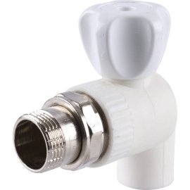 Кран шаровой Kalde разборный угловой с накидной гайкой 20x3/4 для полипропиленовых труб под сварку (цвет белый), 3242-vre-200c00