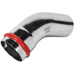 Угольник ROMMER однораструбный 45°-НПр, 54, из нержавеющей стали прессовой