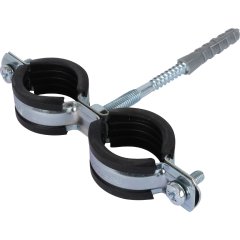 Комплект двойной хомут для труб STOUT хомут+шпилька шуруп +дюбель пластиковый 1 (32-35)