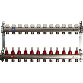 Коллектор из нержавеющей стали с расходомерами STOUT 12 выходов