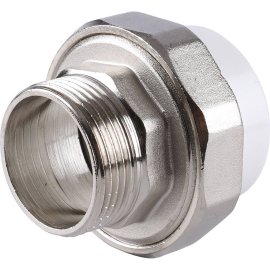 Муфта разъемная Kalde с наружной резьбой 40х1 1/4 для полипропиленовых труб под сварку (цвет белый), 3252-tum-401a00