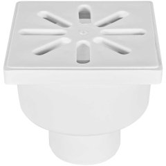 Трап нерегулируемый, прямой Sinikon пластиковая решетка 100*100 (Белый) D50, 10.D.050.N.P.B