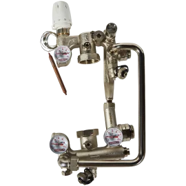 Насосно-смесительный узел ROMMER RDG-0120-008000 с термоголовкой, перепускным клапаном и байпасом, без насоса