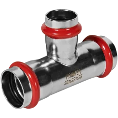 Тройник переходной ROMMER 28х22х28 из нержавеющей стали прессовой