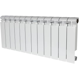Радиатор биметаллический STOUT ALPHA 350 12 секций боковое подключение (белый RAL 9016)