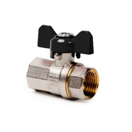 Кран шаровой ручка бабочка, латунь, внутренняя/внутренняя резьба  3/4,PN40 никель, РТП