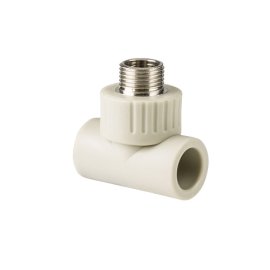 Тройник комбинированный PPR наружная резьба 32х 1/2,  серый, РТП