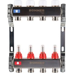 Коллектор из нержавеющей стали с расходомерами ROMMER 4  выхода, RMS-1200-000004