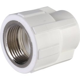 Муфта комбинированная Политэк 20х3/4 внутр. резьба для полипропиленовых труб под сварку (цвет белый), 9100002034