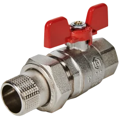 Кран шаровой полнопроходной с американкой STOUT ВР/НР ручка бабочка 3/4 (EPDM)