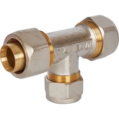 Тройник переходной STOUT 32x26x32 для металлопластиковых труб винтовой, SFS-0010-322632