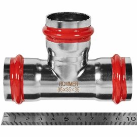 Тройник ROMMER равнопроходной ВПр, 35, из нержавеющей стали прессовой, RSS-1013-000035