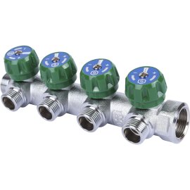 Коллектор регулирующий STOUT 3/4, 4 отвода 1/2  плоское уплотнение